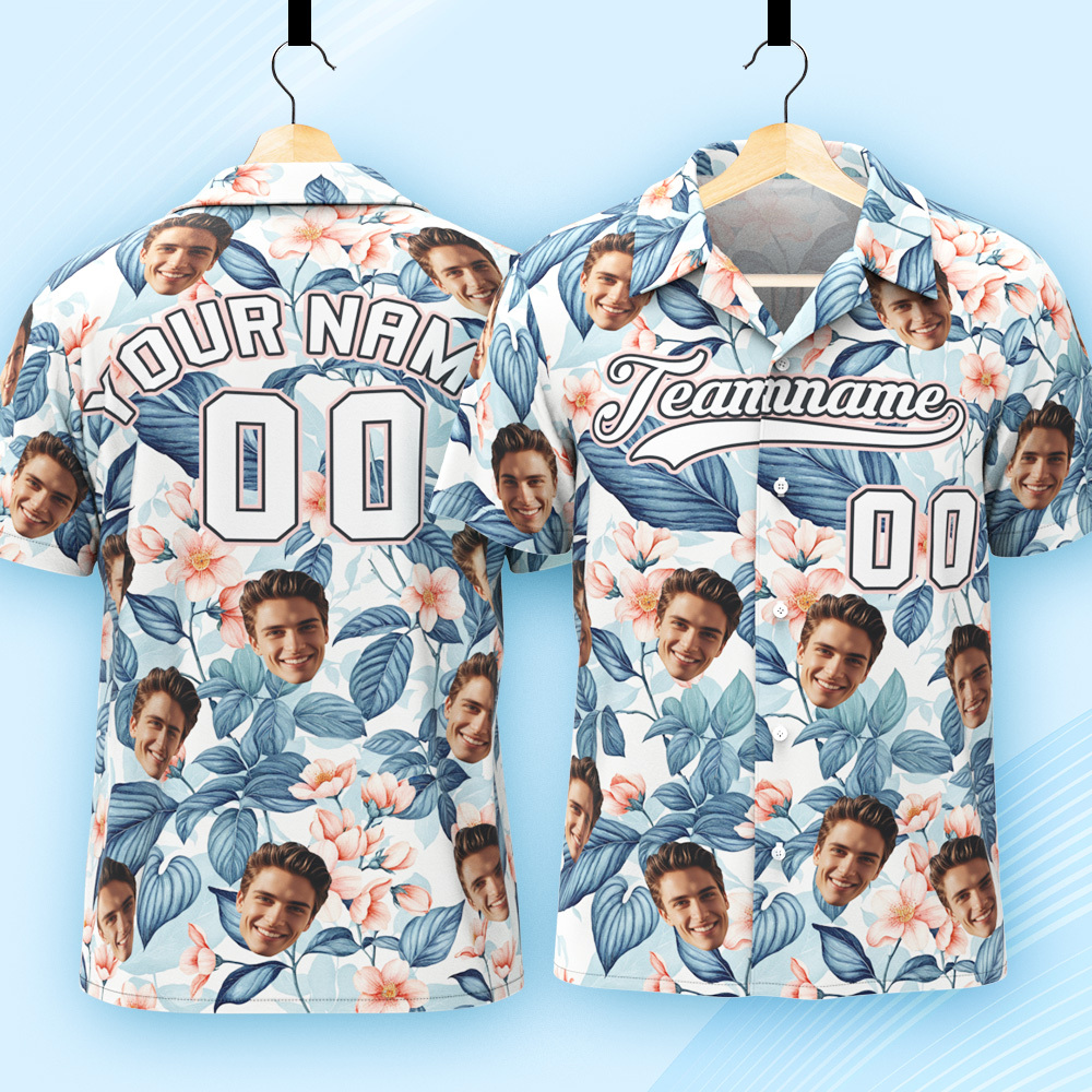 Custom Hawaiian Shirt with Face Teamname Name Number Personalized Hawaii Floral Shirt for Men Women - aiprintlab