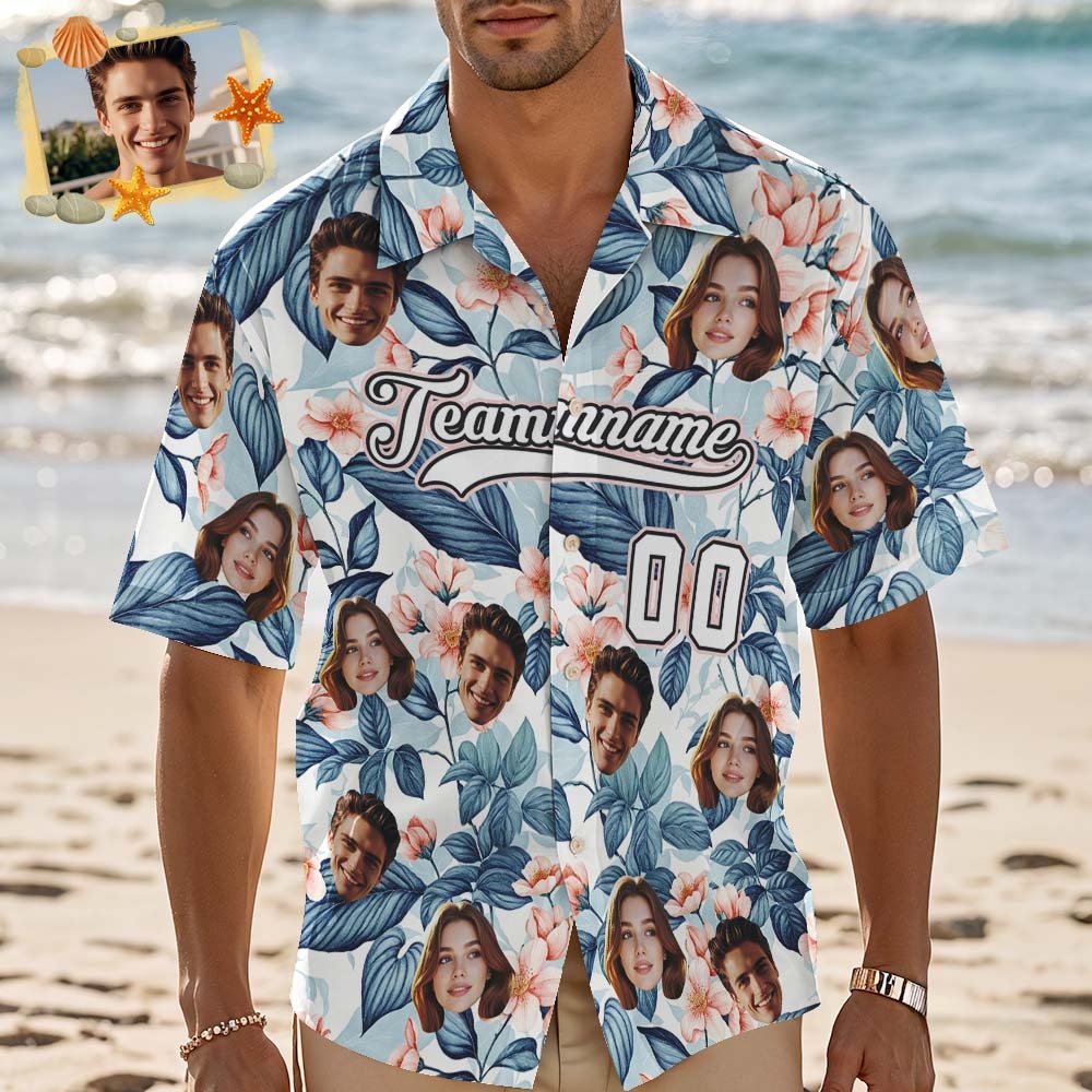 Custom Hawaiian Shirt with Face Teamname Name Number Personalized Hawaii Floral Shirt for Men Women - aiprintlab
