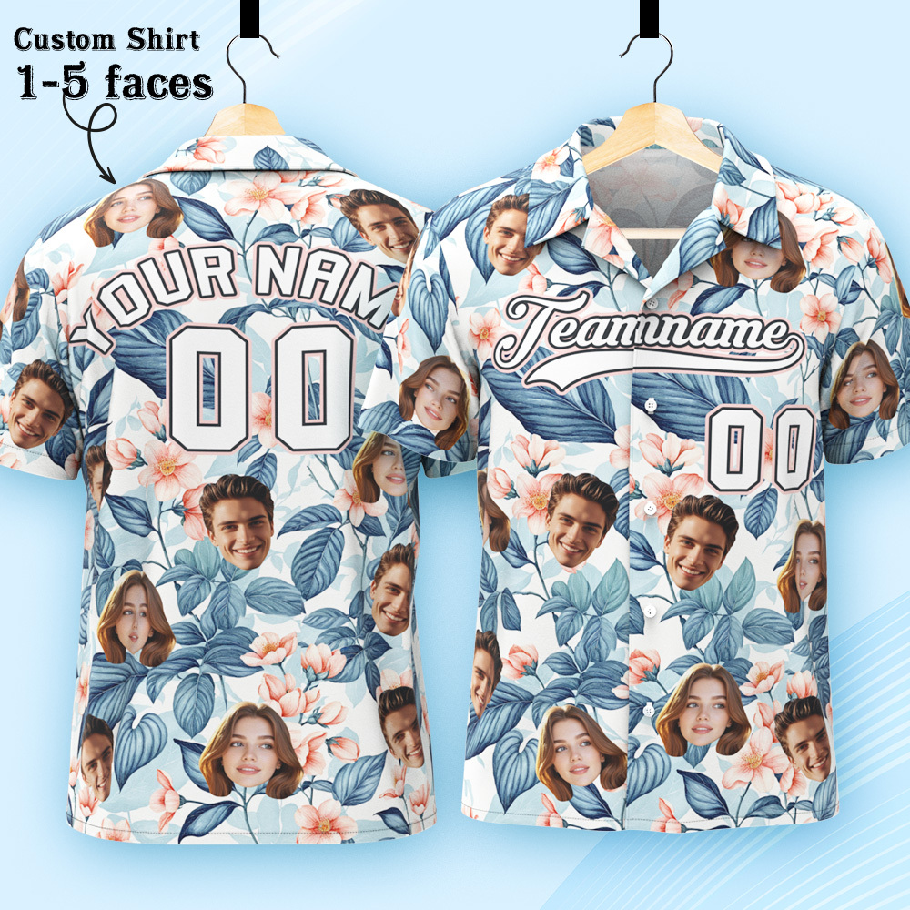 Custom Hawaiian Shirt with Face Teamname Name Number Personalized Hawaii Floral Shirt for Men Women - aiprintlab