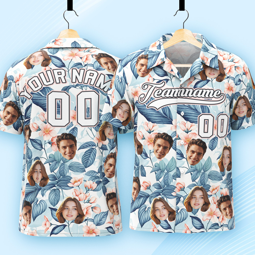 Custom Hawaiian Shirt with Face Teamname Name Number Personalized Hawaii Floral Shirt for Men Women - aiprintlab