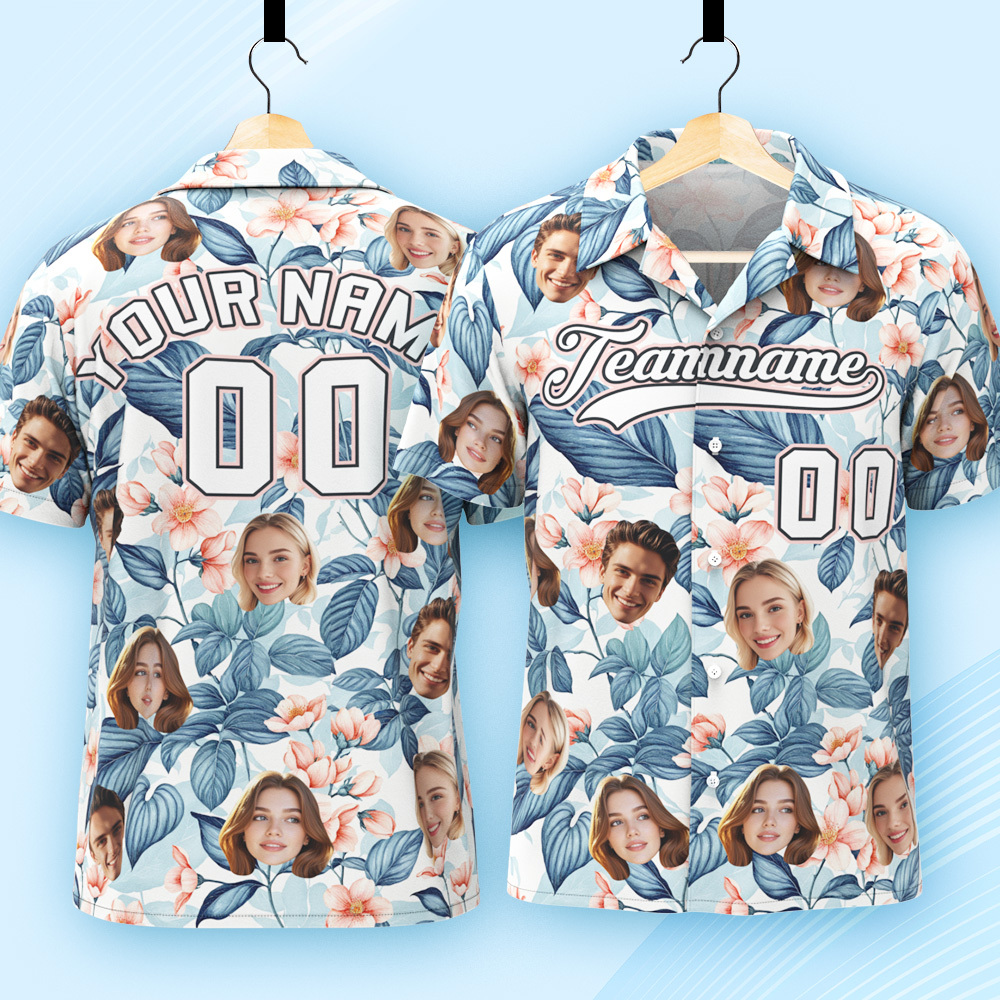 Custom Hawaiian Shirt with Face Teamname Name Number Personalized Hawaii Floral Shirt for Men Women - aiprintlab
