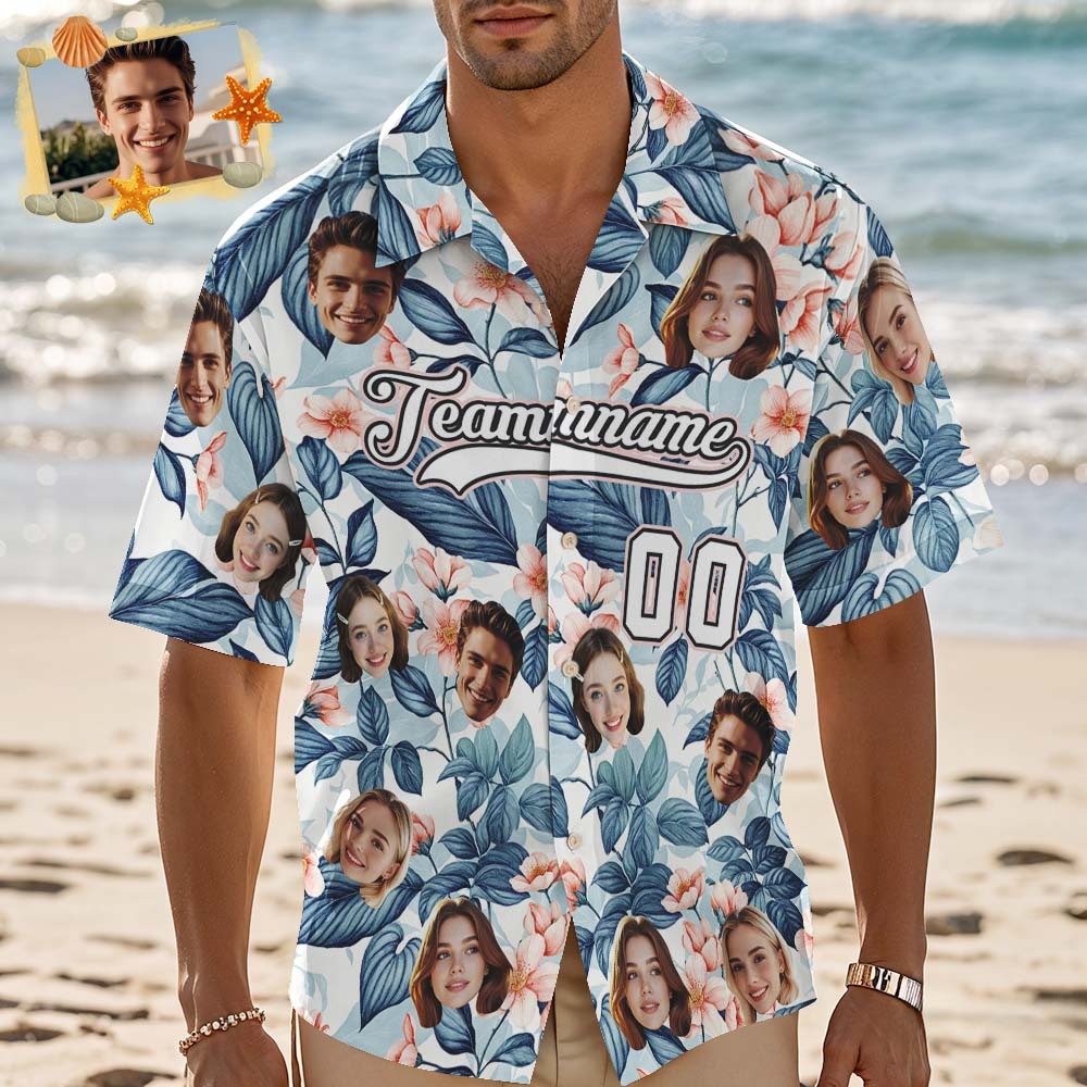 Custom Hawaiian Shirt with Face Teamname Name Number Personalized Hawaii Floral Shirt for Men Women - aiprintlab