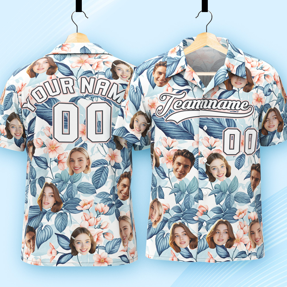 Custom Hawaiian Shirt with Face Teamname Name Number Personalized Hawaii Floral Shirt for Men Women - aiprintlab