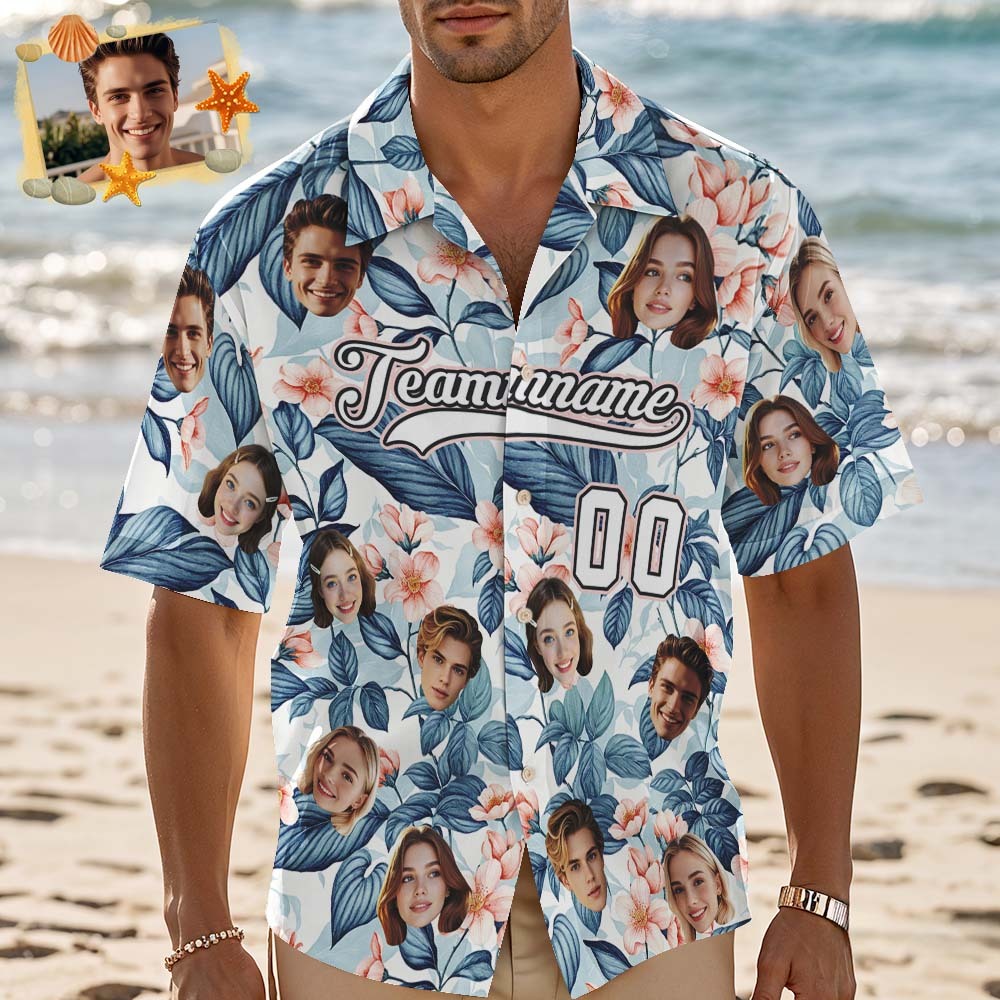 Custom Hawaiian Shirt with Face Teamname Name Number Personalized Hawaii Floral Shirt for Men Women - aiprintlab