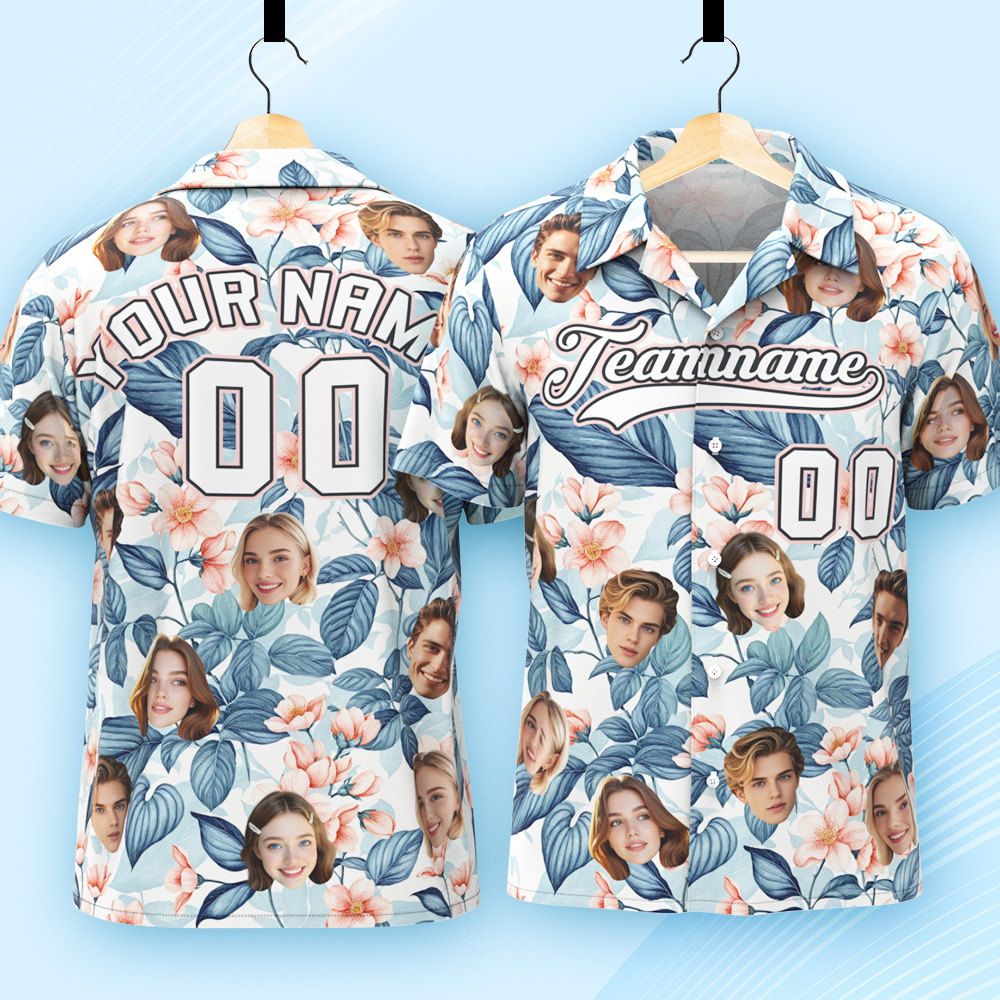 Custom Hawaiian Shirt with Face Teamname Name Number Personalized Hawaii Floral Shirt for Men Women - aiprintlab