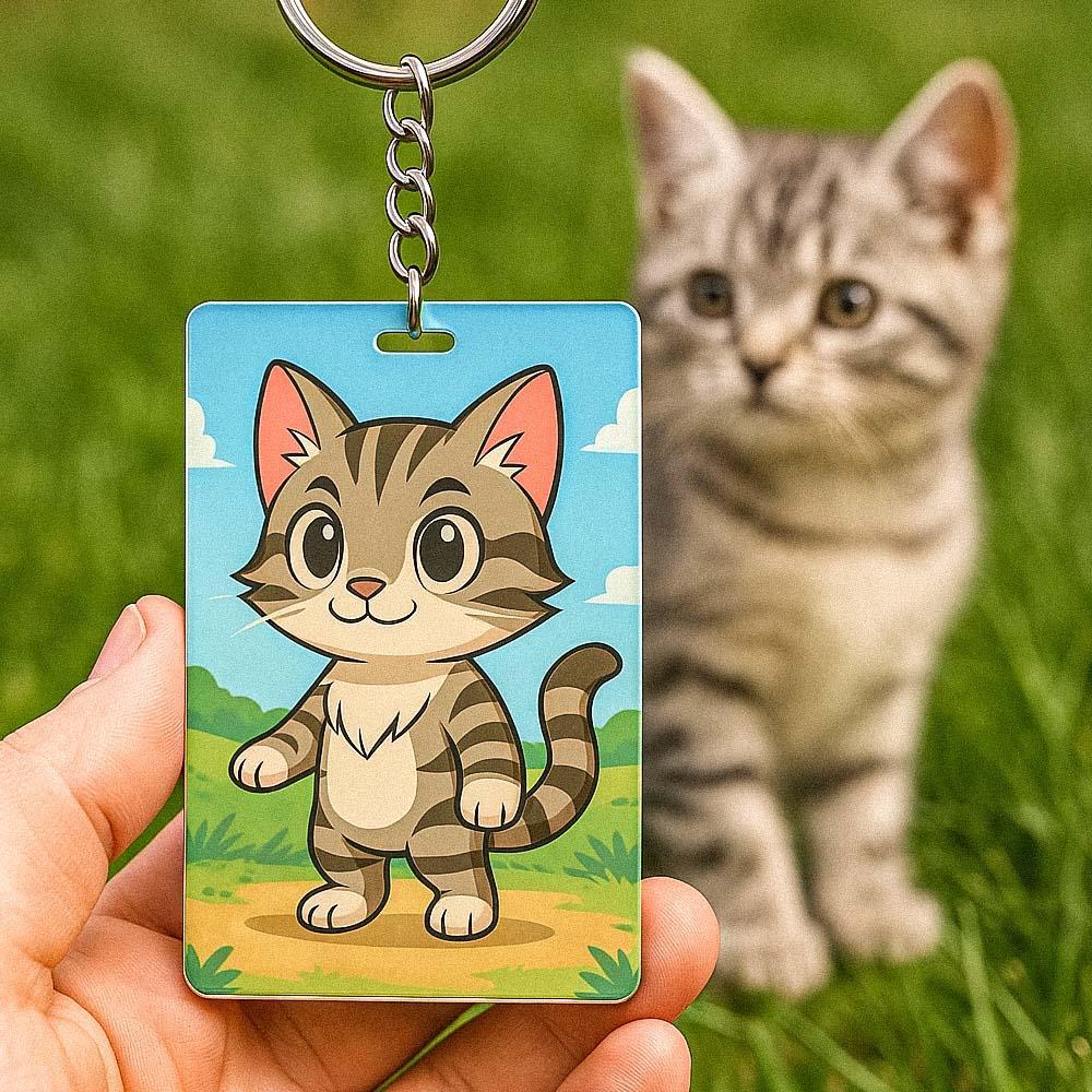 Custom Pet Keychain Personalized Keyring Unique Pet Portrait Accessories Perfect Gift for Pet