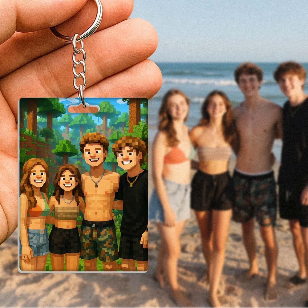 Personalized Custom Keychain Pixel Style Filter Unique Creative Design Individually Made Keychain Fashion Accessory Perfect Gift For Gaming Lovers Birthday Anniversary Present