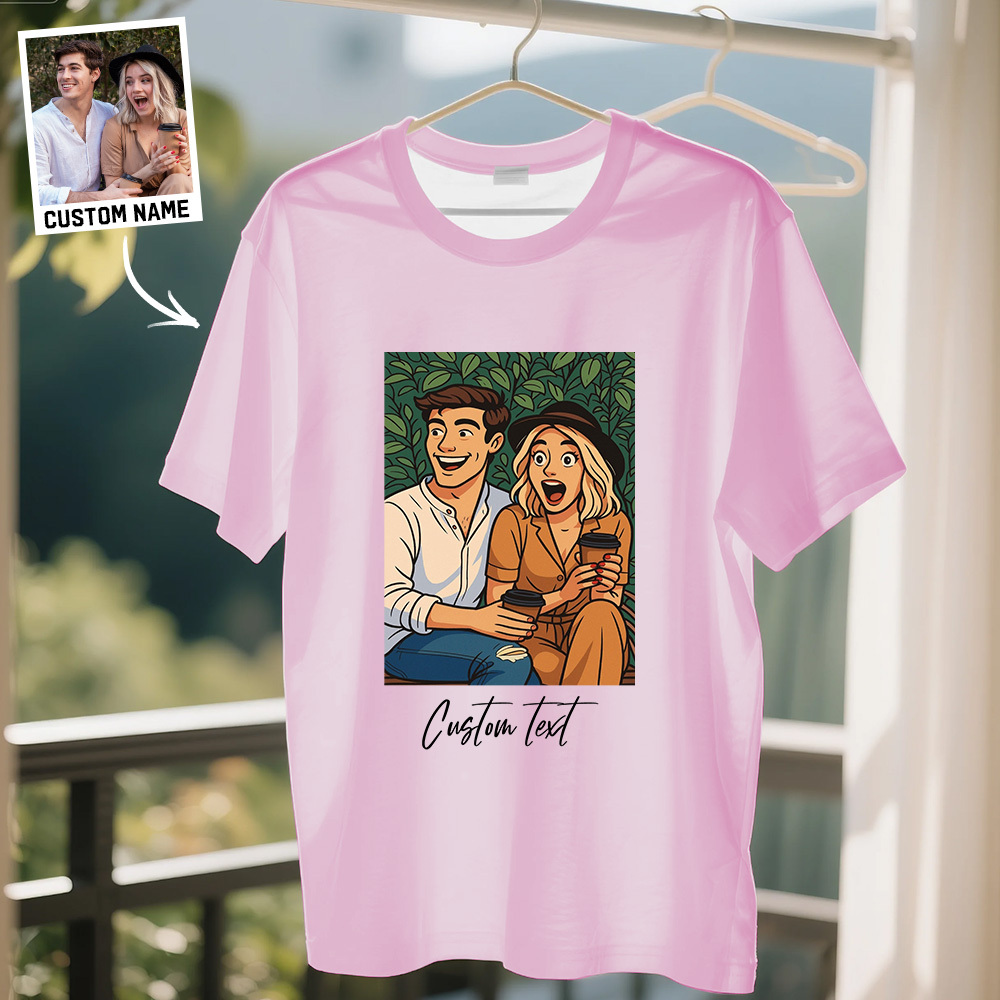 Personalized Cartoon Style T Shirt Custom Anime Portrait Tee Gift for Him