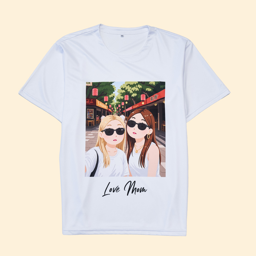 Cute Custom Cartoon Portrait T Shirt with Text Creative Gift for Couples