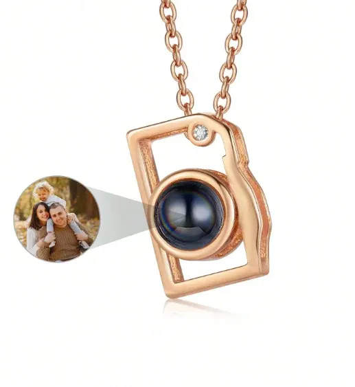 Custom Photo Necklace Projection Creative Camera Shape Gifts Anniversary Gifts for Her - aiprintlab