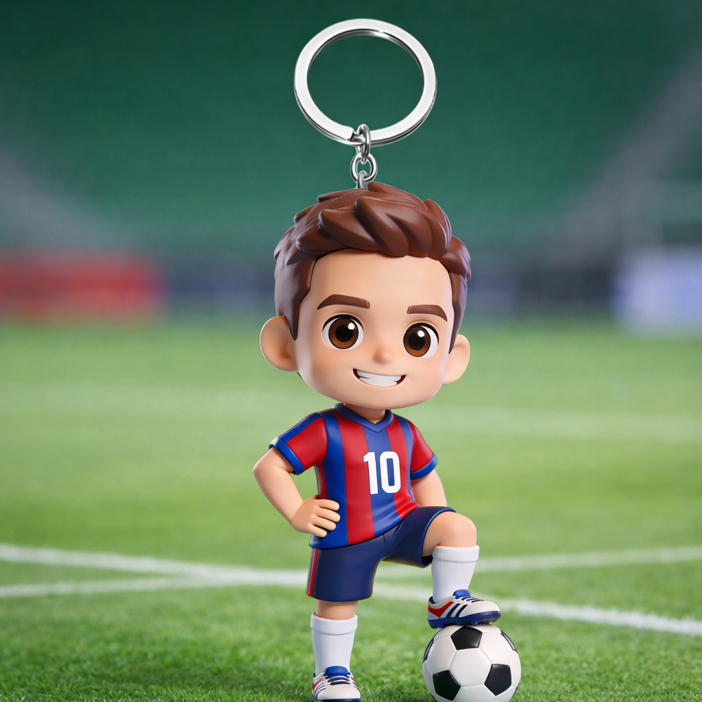 Custom 3D Mini Figure Keychain World Cup Fan Popular Customized Keyring Gift for Football Lovers FC Barcelona Team - aiprintlab