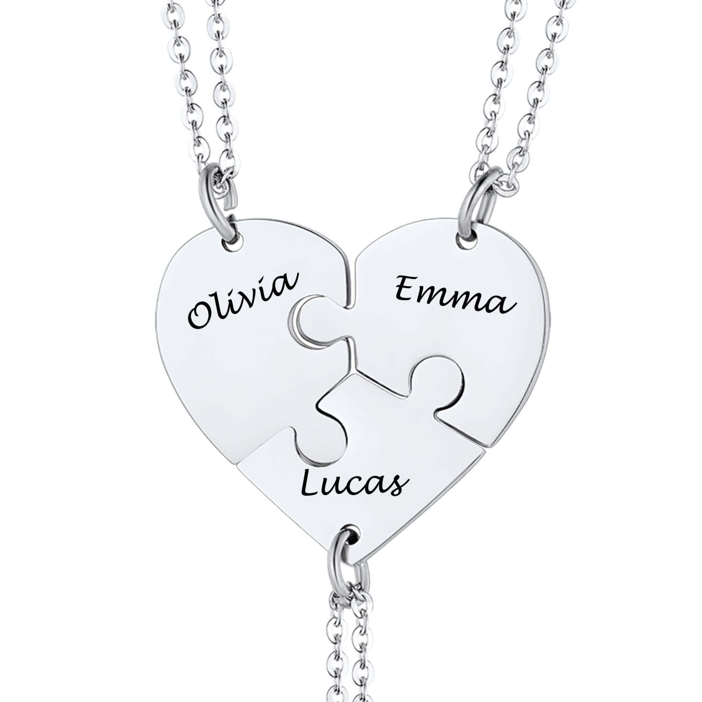 Personalized Friend Group Necklaces, Custom Name Engraved Puzzle Piece, Best Friend Gift - aiprintlab