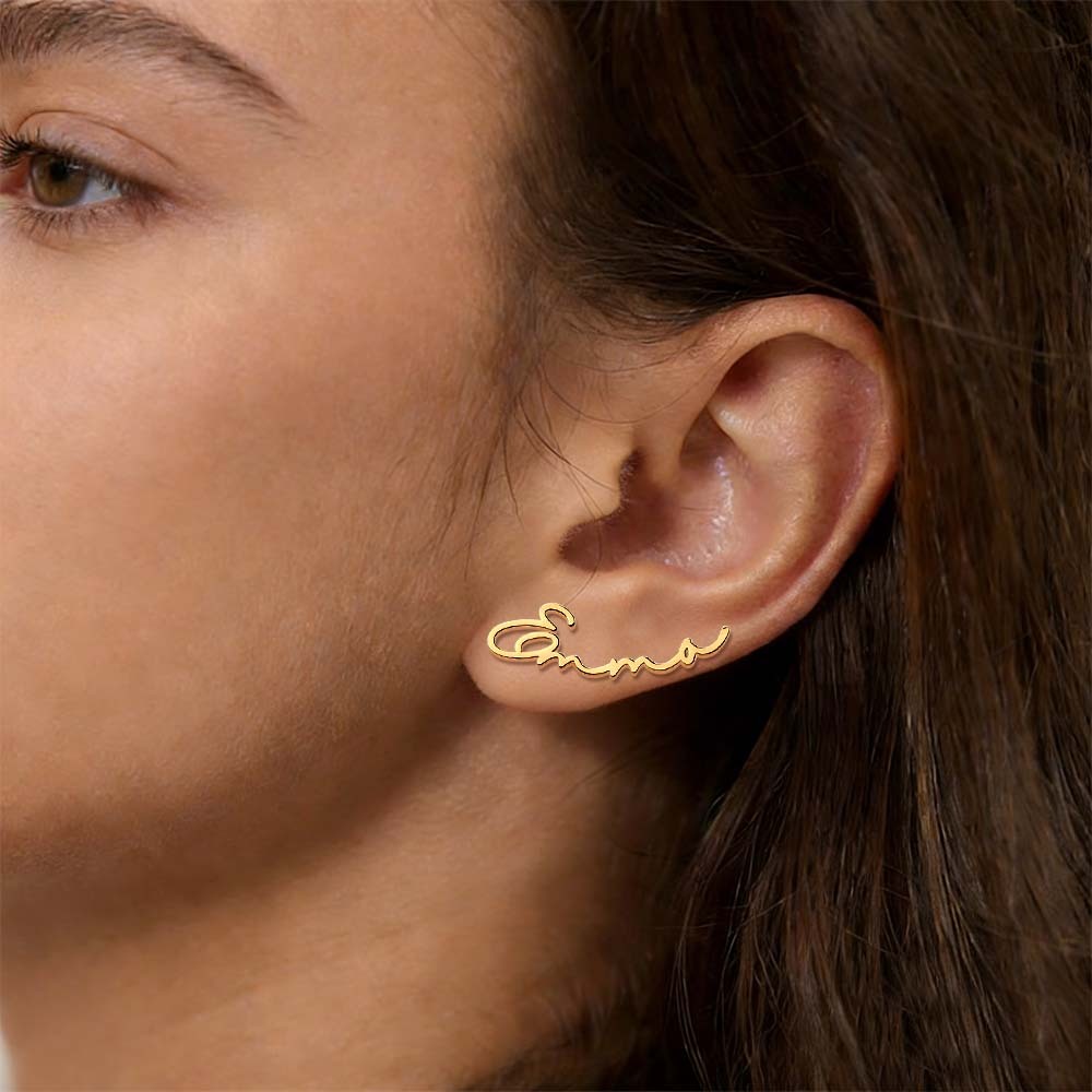 Custom Name Earrings Personalized Fashionable Name Earrings Custom Script Name Earrings Gifts for Girlfriend - aiprintlab