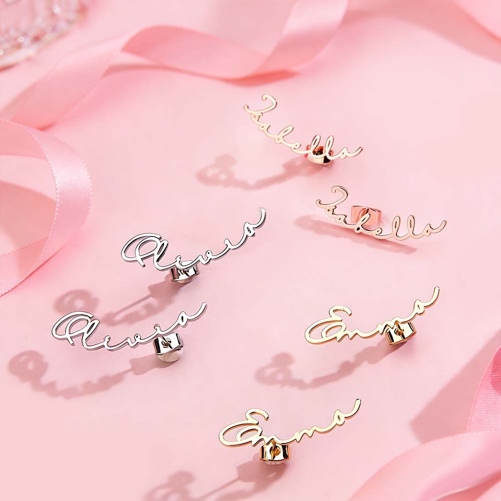 Custom Name Earrings Personalized Fashionable Name Earrings Custom Script Name Earrings Gifts for Girlfriend - aiprintlab