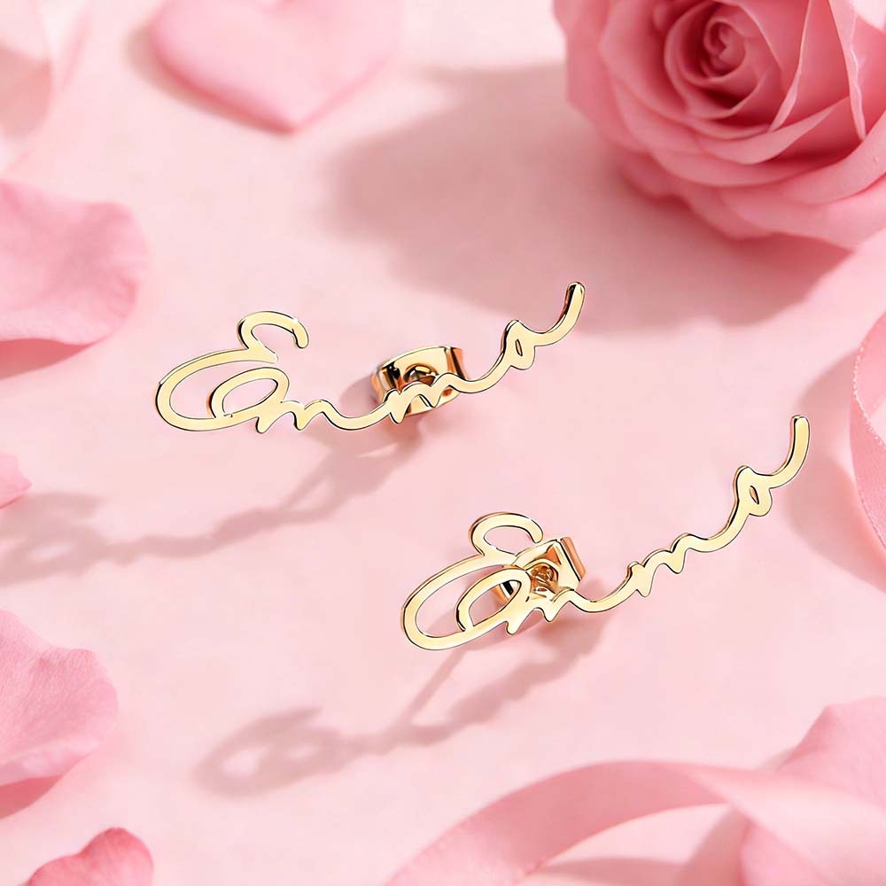 Custom Name Earrings Personalized Fashionable Name Earrings Custom Script Name Earrings Gifts for Girlfriend - aiprintlab