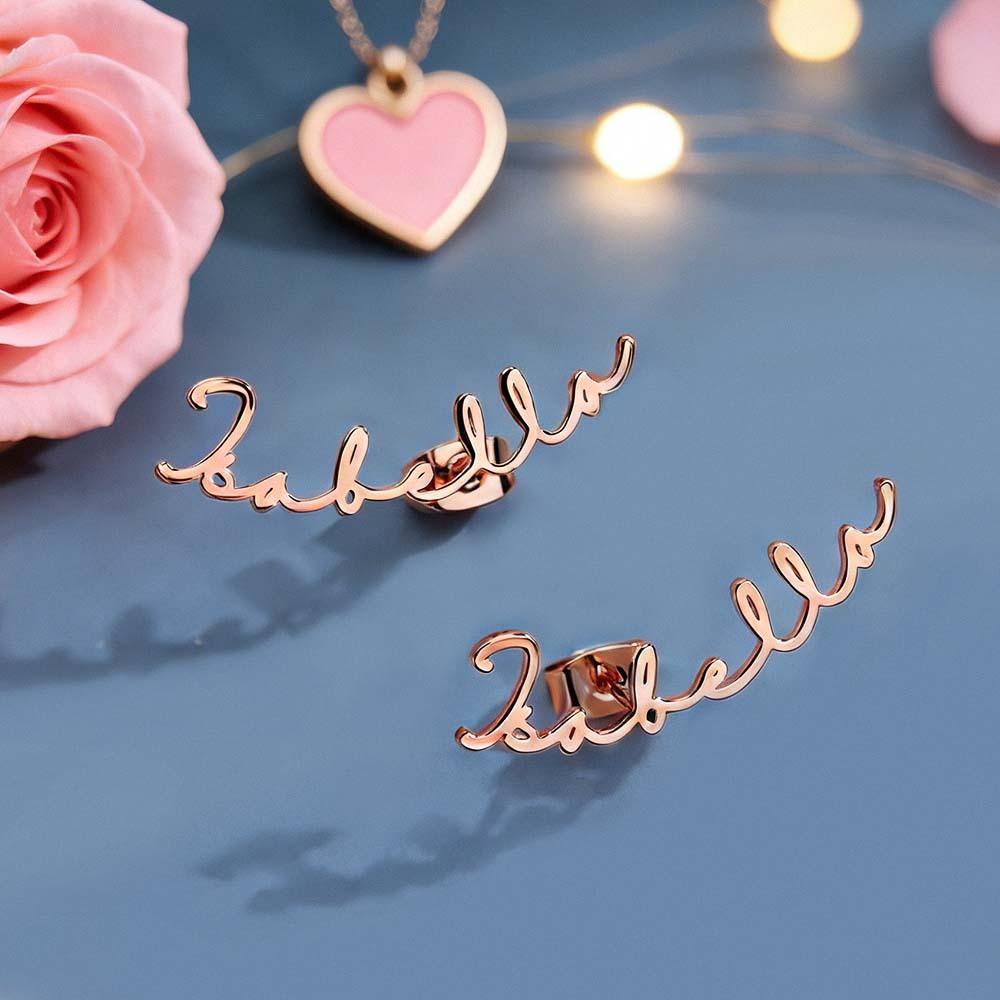 Custom Name Earrings Personalized Fashionable Name Earrings Custom Script Name Earrings Gifts for Girlfriend - aiprintlab