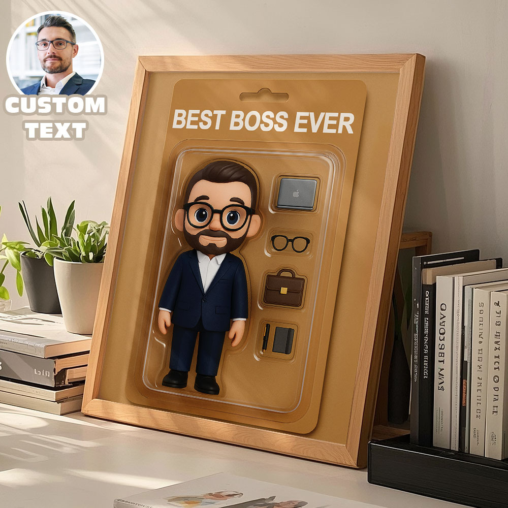 Boss Day Gifts Custom Toy Box Art Frame Best Boss Ever Personazlied Cartoon Frame Custom Action Figure Frame