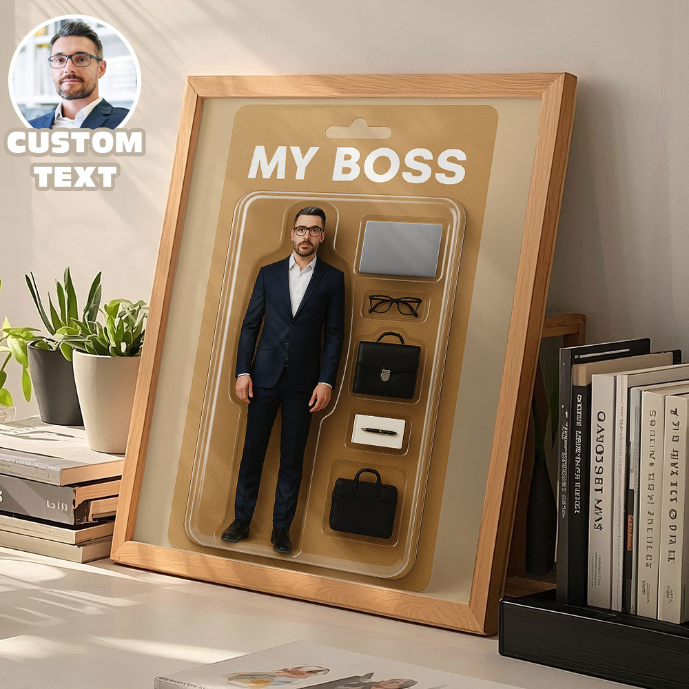 Boss Day Gifts Custom Toy Box Art Frame Best Boss Ever Personazlied Cartoon Frame Custom Action Figure Frame
