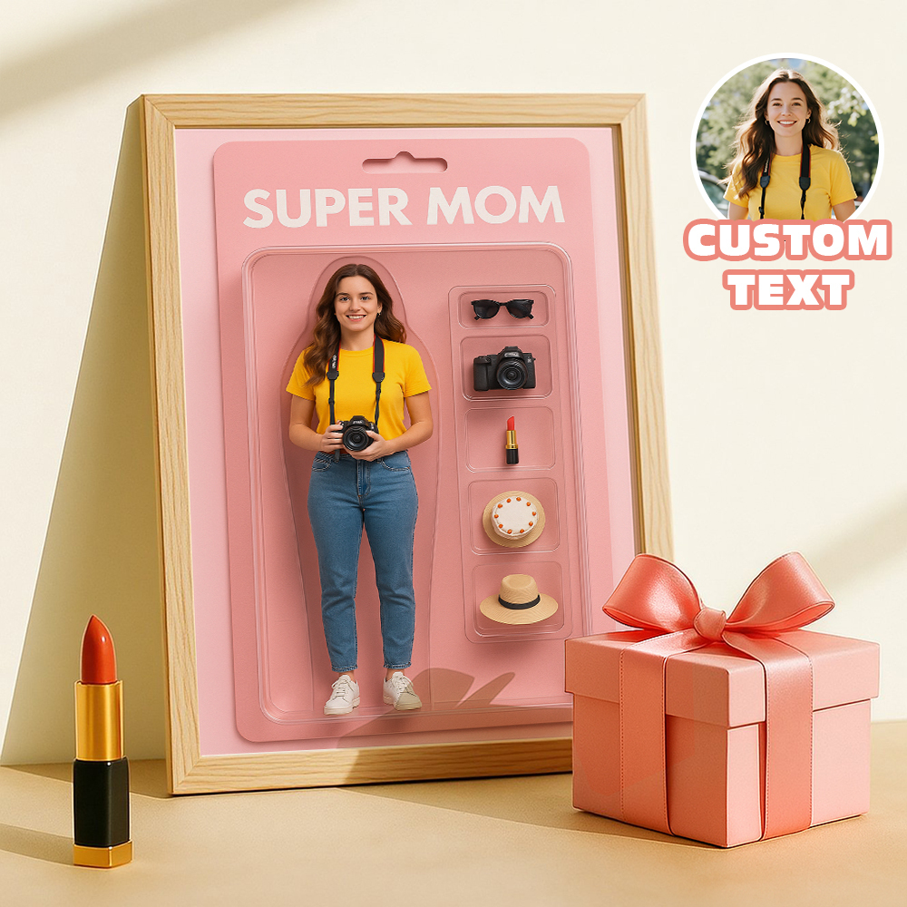 Custom Toy Box Art Frame Personalized Action Figure Portrait Personalized Photo Frame for Mom