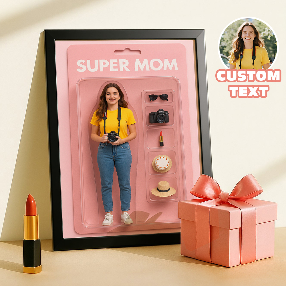Custom Action Figure Portrait Personalized Flat Frame Art Unique Gift with Photo for Couple Family Anniversary Birthday Home Decoration