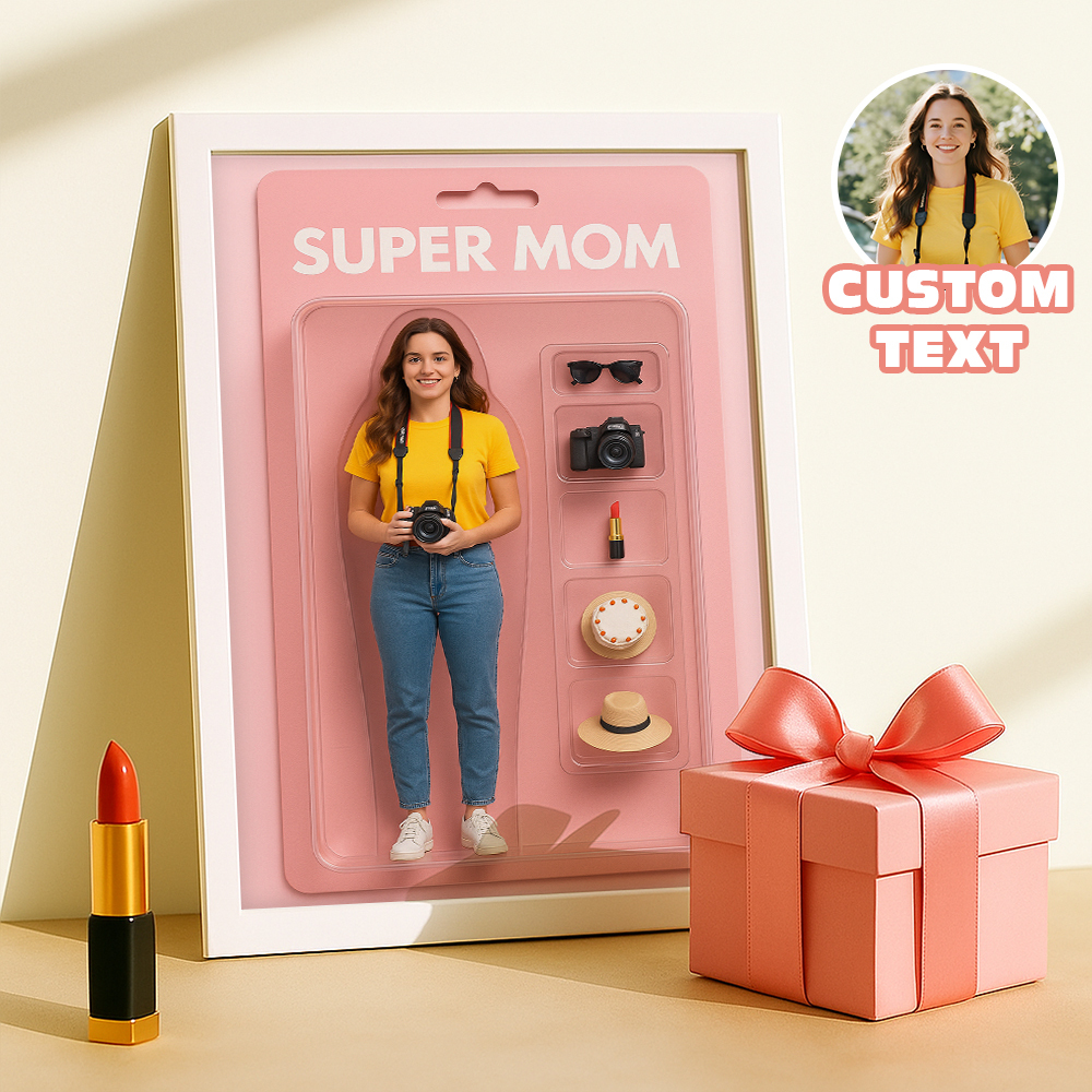Custom Toy Box Art Frame Personalized Action Figure Portrait Personalized Photo Frame for Mom
