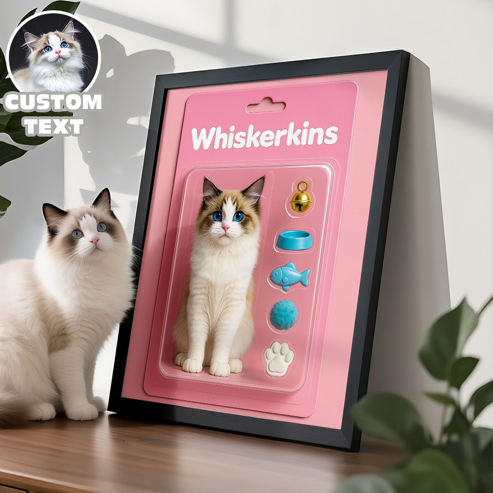 Custom Action Figure Portrait Flat Printed Photo Art Personalized Wooden Frame Gift for Couple Family Birthday Anniversary