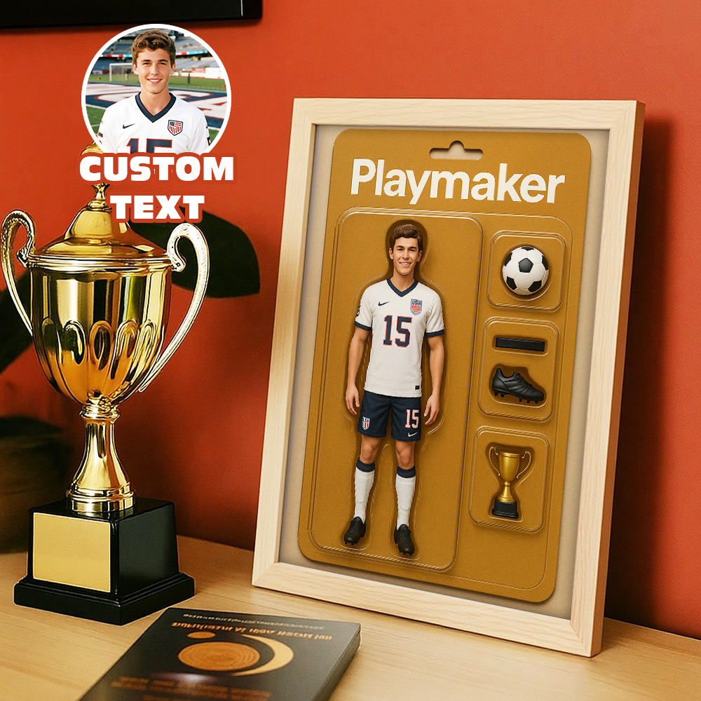 Personalized Action Figure Custom Toy Box Art Frame Personalized Photo Frame for Football Lover