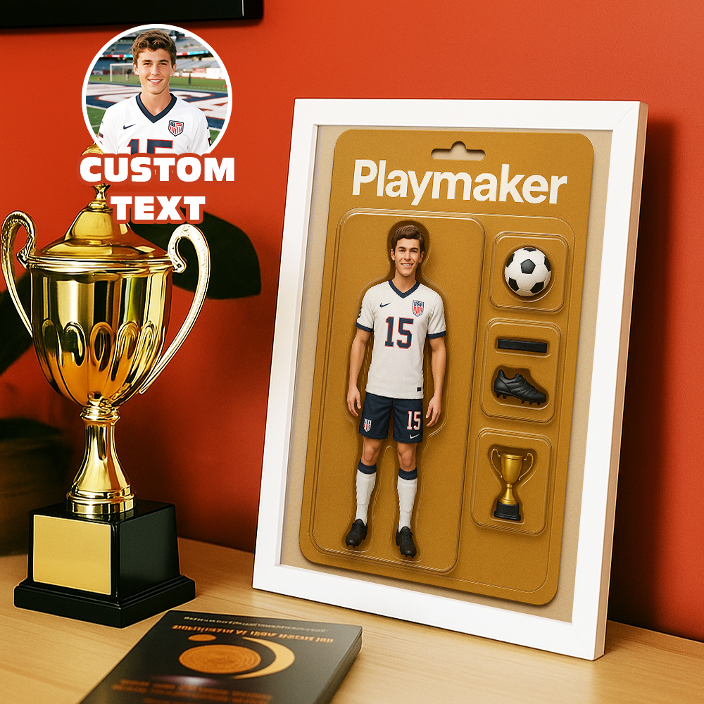 Personalized Action Figure Custom Toy Box Art Frame Personalized Photo Frame for Football Lover