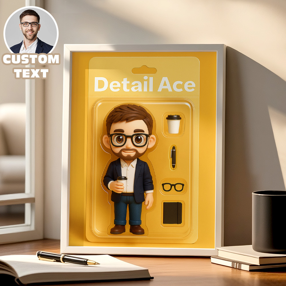 Custom Toy Box Art Frame for Business Man Personazlied Cartoon Frame Custom Action Figure Frame