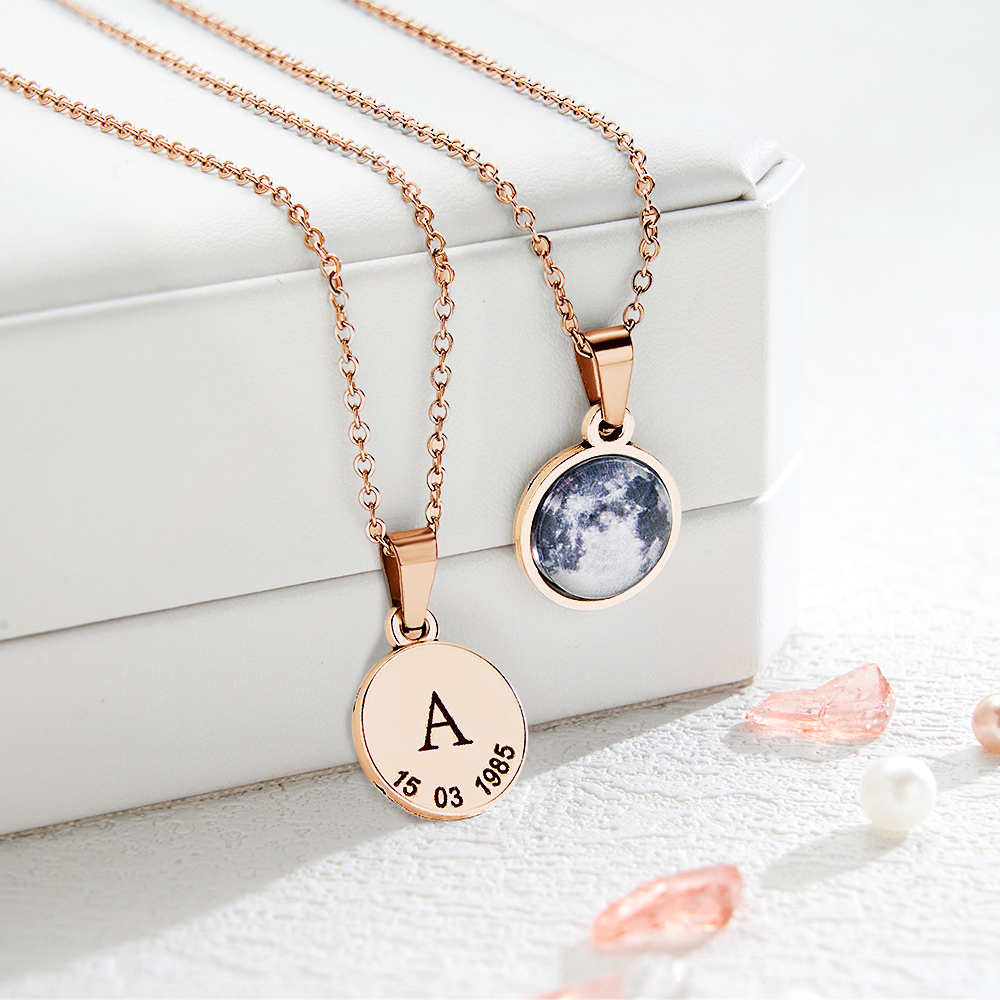 Custom Moon Phase Necklace Personalized Special Date Moon Jewelry The Moon of Your Day Necklace Gift for Birthday Anniversary Gift - aiprintlab
