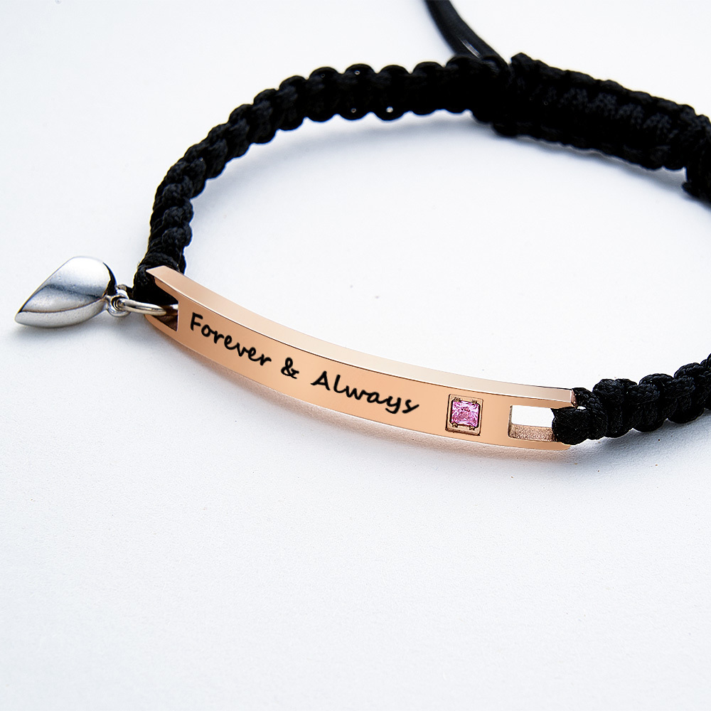 Valentine's Day Gifts Magnetic Couple Bracelet Set Custom Name Magnet Heart Matching Set Personalized Matching Half Heart Charm Bracelets - aiprintlab