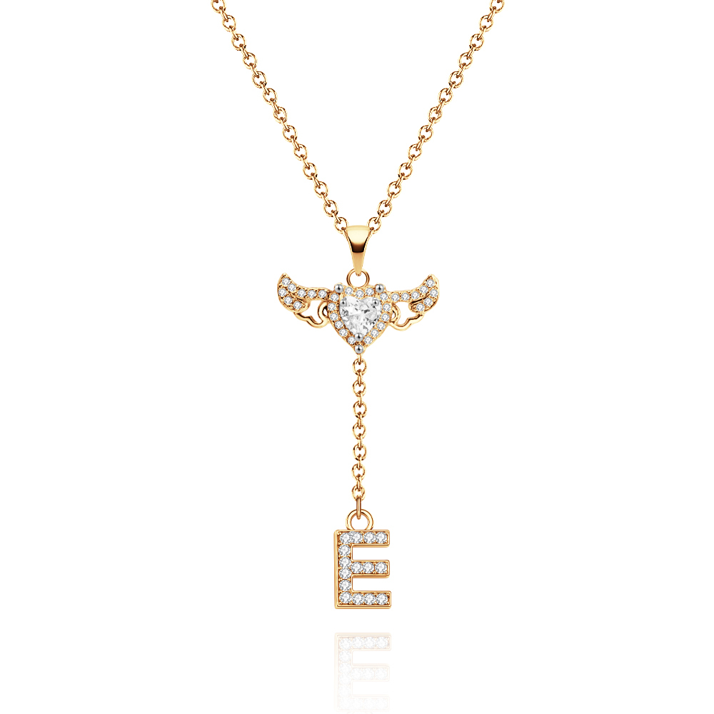 Animated Cupid Angel Wings Initial Necklace Custom Initial Drop Necklace with Moving Wings Charm Fun Kinetic Initial Drop Pendant Christmas Gifts for Her - aiprintlab