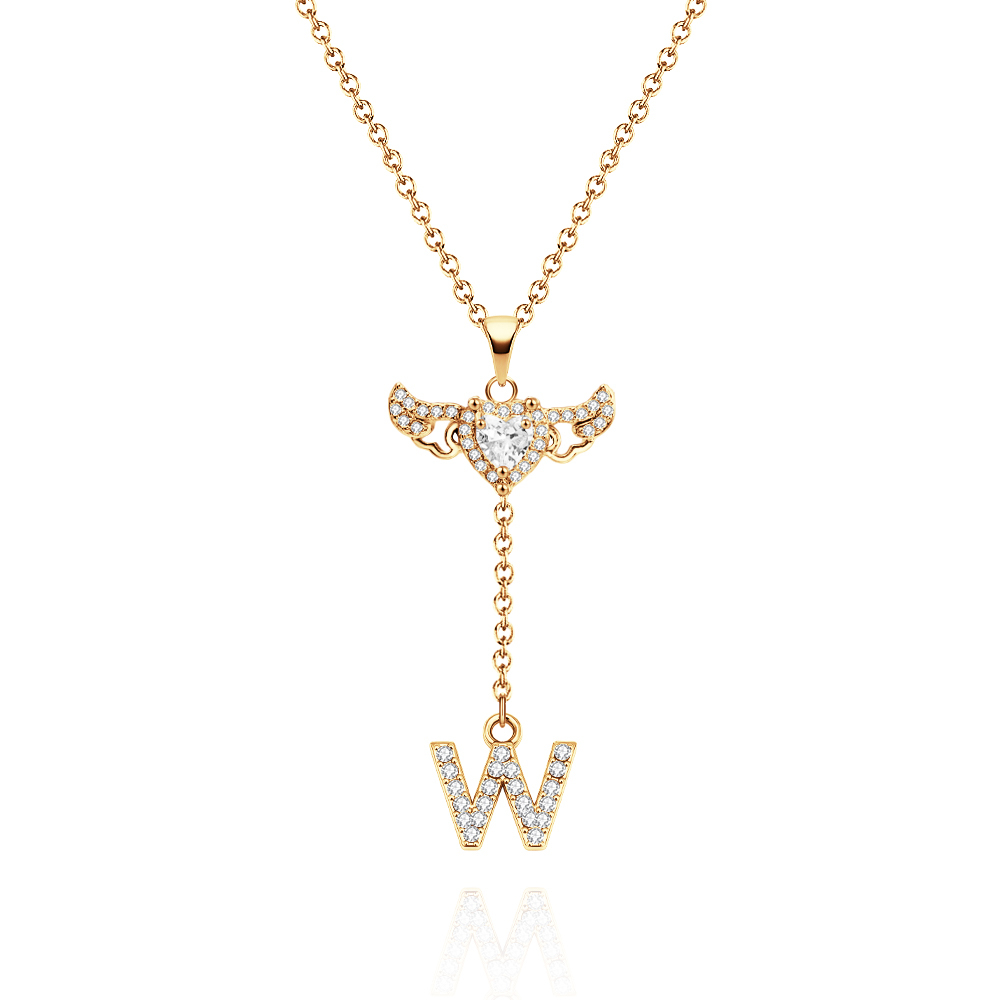 Animated Cupid Angel Wings Initial Necklace Custom Initial Drop Necklace with Moving Wings Charm Fun Kinetic Initial Drop Pendant Christmas Gifts for Her - aiprintlab