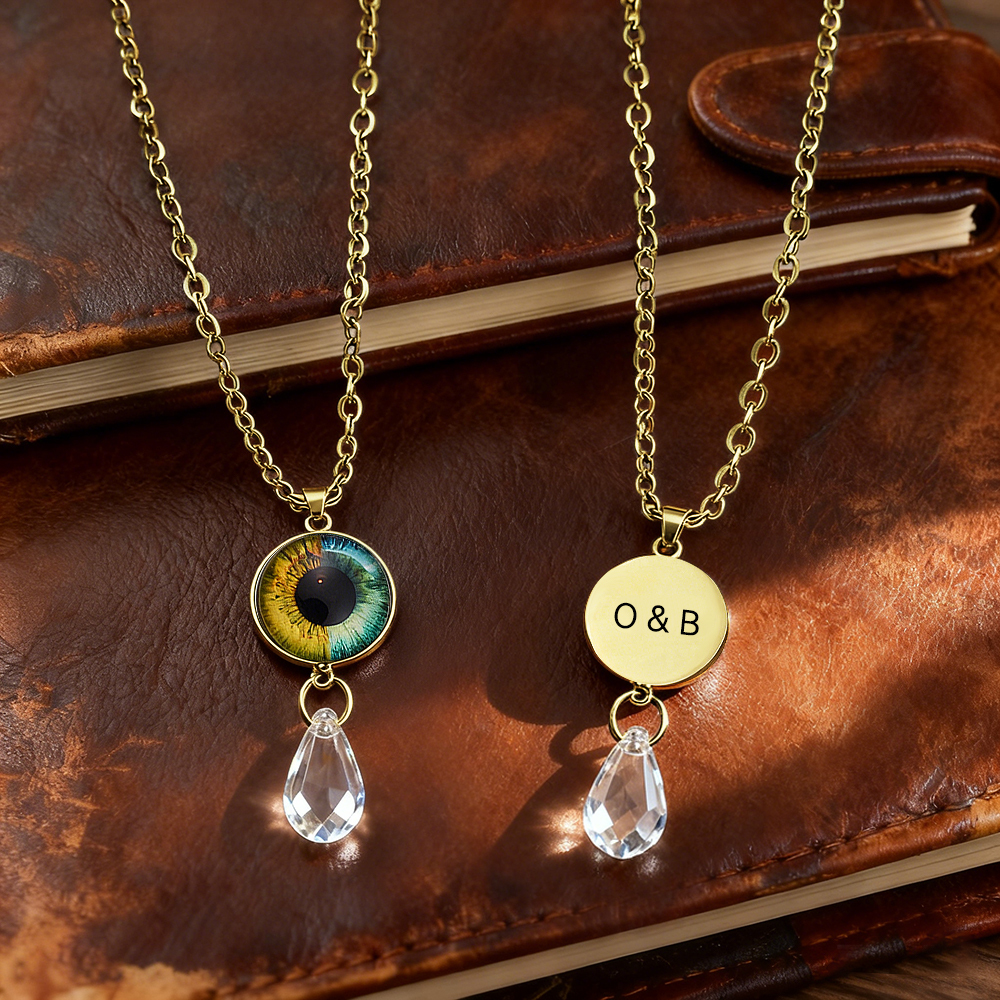 Custom Two-Eye Couple Portrait Pendant Intertwined Souls Dual Eye Necklace Personalized "Our Eyes" Necklace  Anniversary Gift for Couples - aiprintlab