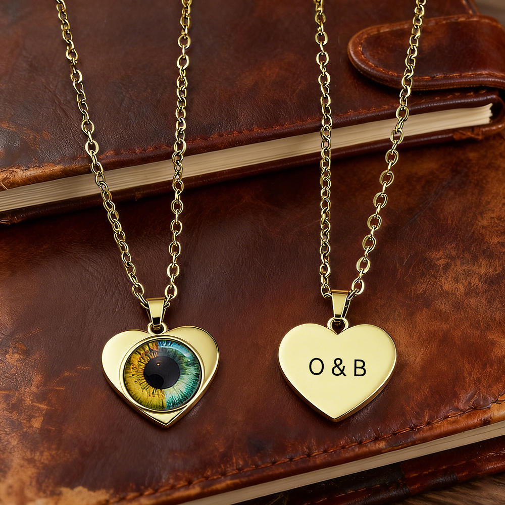 Custom Two-Eye Couple Portrait Pendant Intertwined Souls Dual Eye Necklace Personalized "Our Eyes" Necklace  Anniversary Gift for Couples - aiprintlab