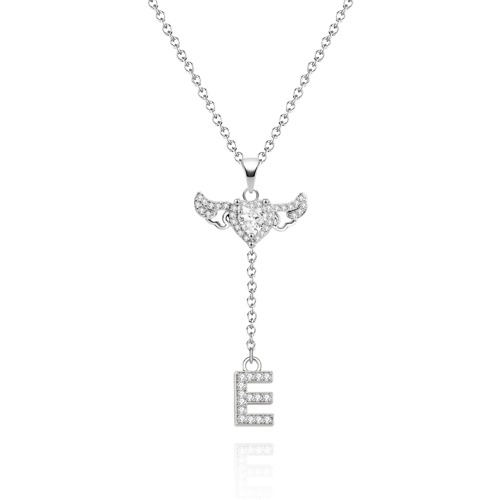 Animated Cupid Angel Wings Initial Necklace Custom Initial Drop Necklace with Moving Wings Charm Fun Kinetic Initial Drop Pendant Christmas Gifts for Her - aiprintlab