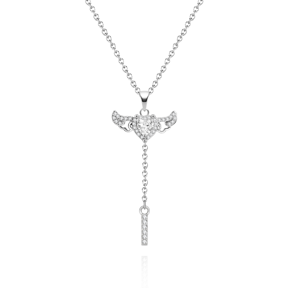 Animated Cupid Angel Wings Initial Necklace Custom Initial Drop Necklace with Moving Wings Charm Fun Kinetic Initial Drop Pendant Christmas Gifts for Her - aiprintlab