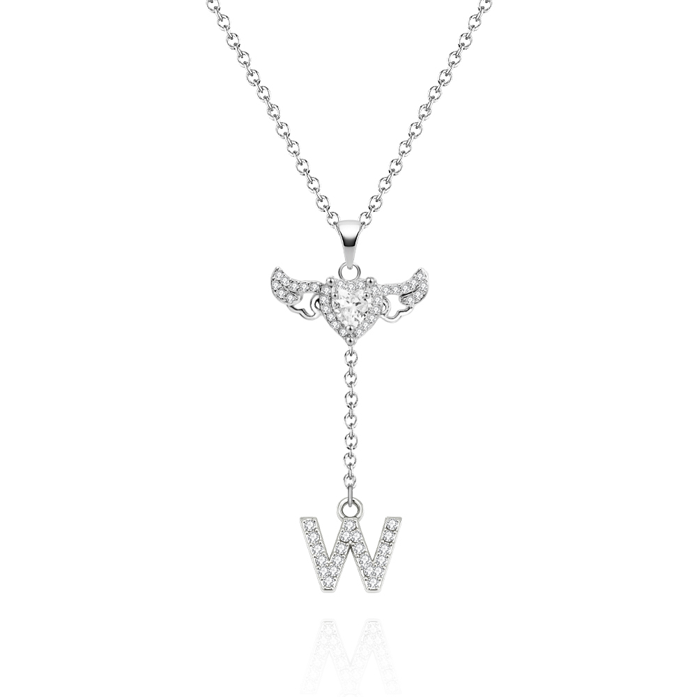 Animated Cupid Angel Wings Initial Necklace Custom Initial Drop Necklace with Moving Wings Charm Fun Kinetic Initial Drop Pendant Christmas Gifts for Her - aiprintlab