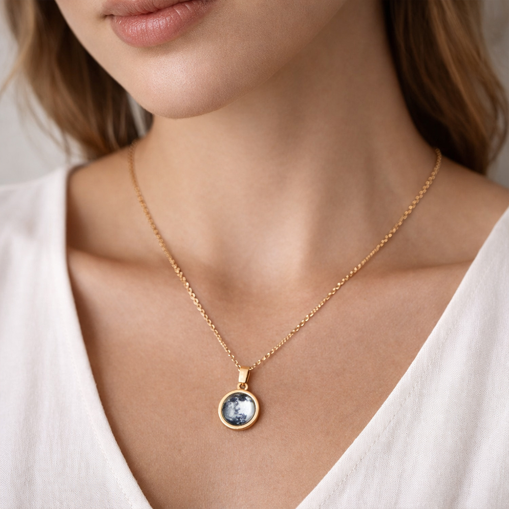 Custom Moon Phase Necklace Personalized Special Date Moon Jewelry The Moon of Your Day Necklace Gift for Birthday Anniversary Gift - aiprintlab