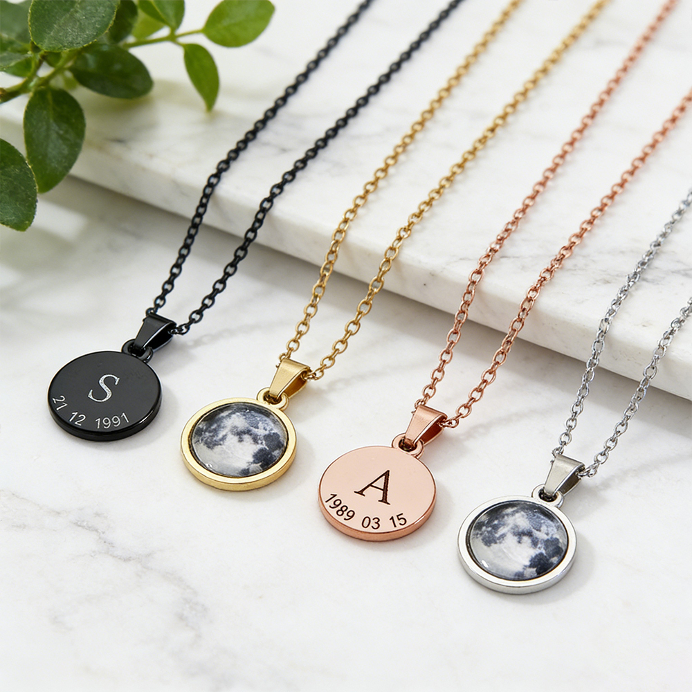 Custom Moon Phase Necklace Personalized Special Date Moon Jewelry The Moon of Your Day Necklace Gift for Birthday Anniversary Gift - aiprintlab
