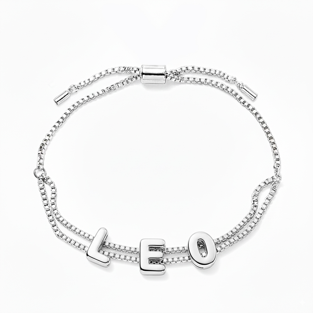 Custom Bubble Letter Name Bracelet Personalized Name Bracelet Engraved Name Bracelet Bridesmaid Name Bracelet Gift for Her - aiprintlab