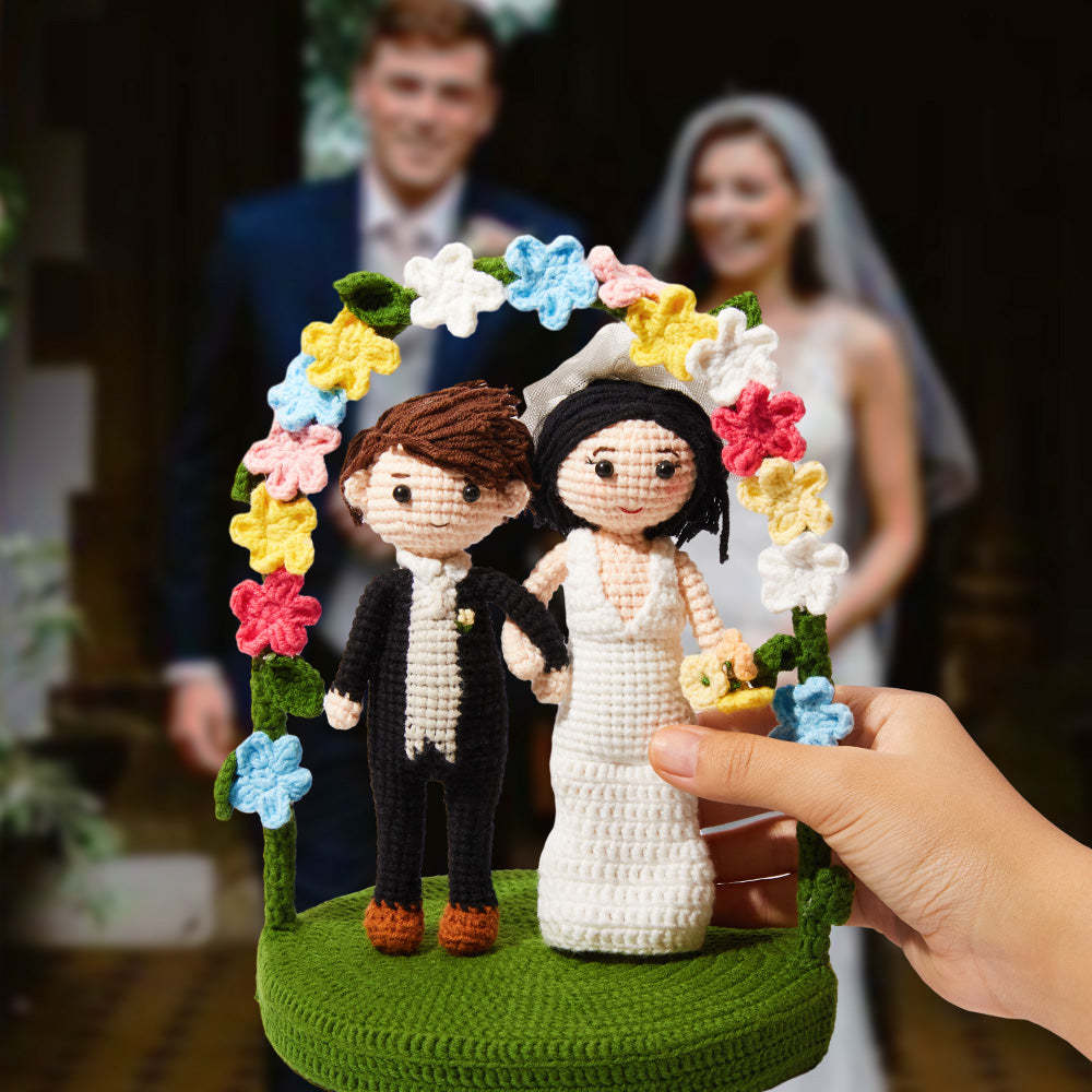 Wedding Couple Custom Crochet Doll Personalized Gifts Handmade Mini Look alike Dolls - aiprintlab
