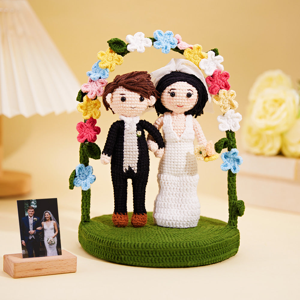 Wedding Couple Custom Crochet Doll Personalized Gifts Handmade Mini Look alike Dolls - aiprintlab