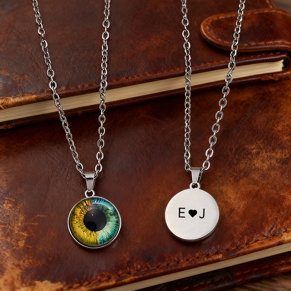 Custom Two-Eye Couple Portrait Pendant Intertwined Souls Dual Eye Necklace Personalized "Our Eyes" Necklace  Anniversary Gift for Couples - aiprintlab