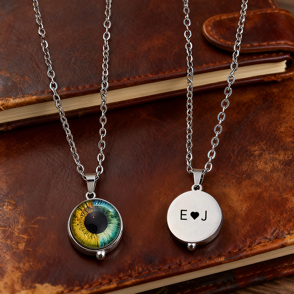 Custom Two-Eye Couple Portrait Pendant Intertwined Souls Dual Eye Necklace Personalized "Our Eyes" Necklace  Anniversary Gift for Couples - aiprintlab