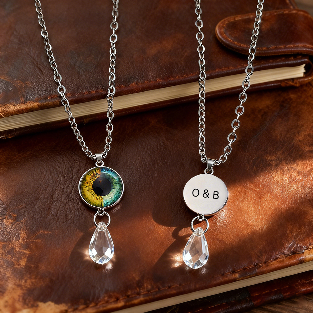 Custom Two-Eye Couple Portrait Pendant Intertwined Souls Dual Eye Necklace Personalized "Our Eyes" Necklace  Anniversary Gift for Couples - aiprintlab