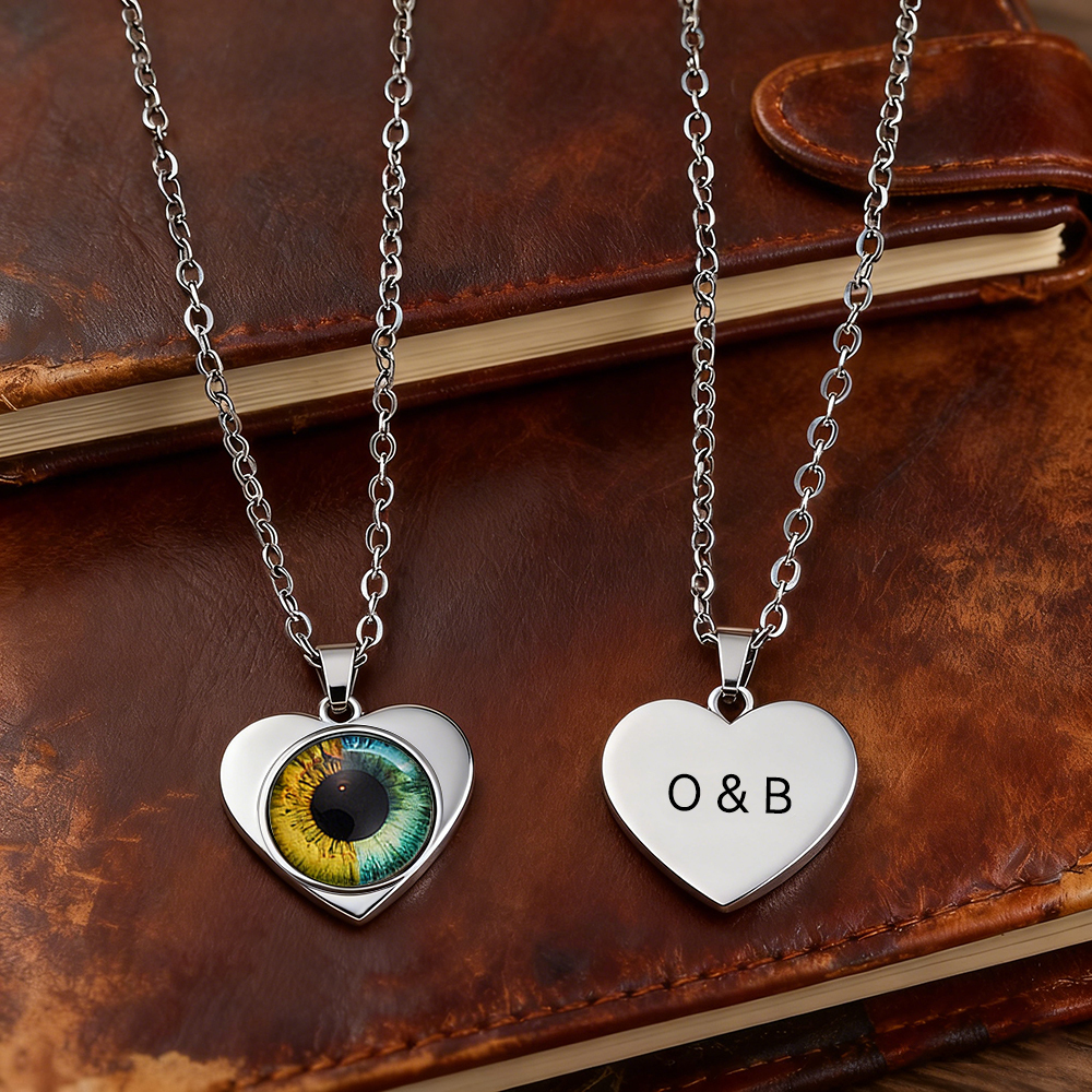 Custom Two-Eye Couple Portrait Pendant Intertwined Souls Dual Eye Necklace Personalized "Our Eyes" Necklace  Anniversary Gift for Couples - aiprintlab