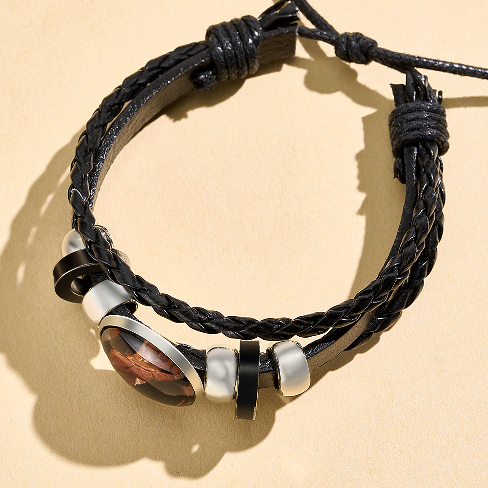 Custom Photo Leather Bracelet Personalized Picture Bracelet Leather Photo Bracelet Valentine's Day Birthday Gift - aiprintlab