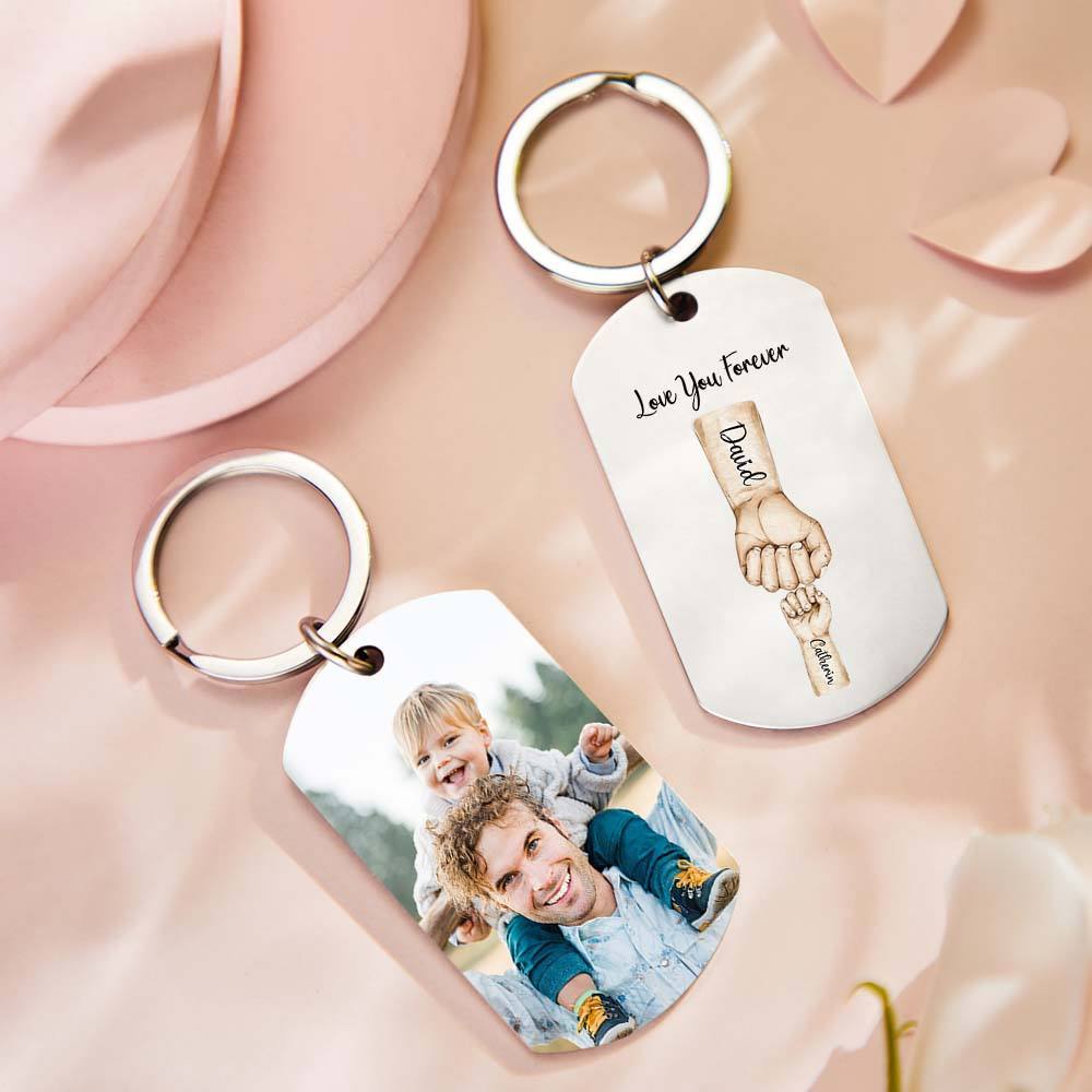 Custom Bump Keychain Best Dad Ever Keychain Photo Keyring Fathers Day Gift - aiprintlab