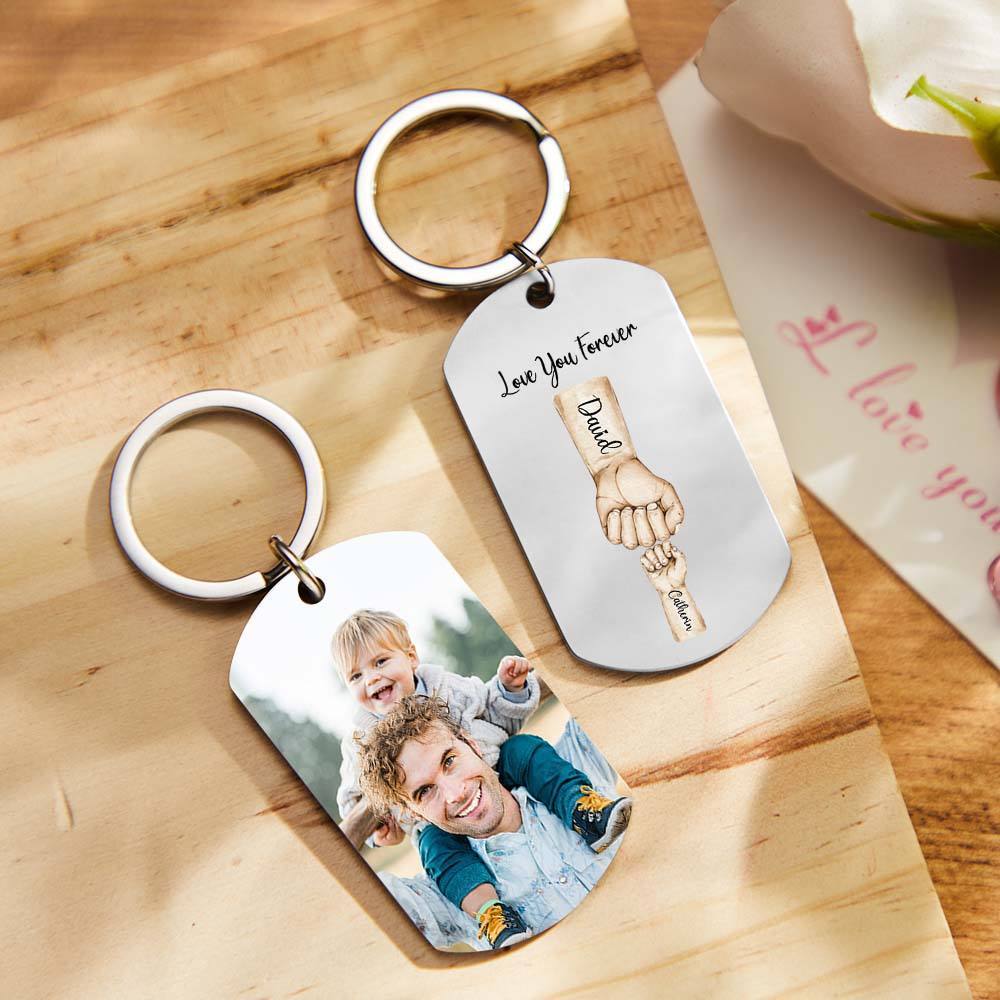 Custom Bump Keychain Best Dad Ever Keychain Photo Keyring Fathers Day Gift - aiprintlab